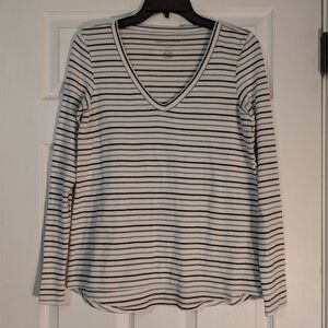 American Eagle Soft & Sexy Plush V-neck Striped Long Sleeve Women's Shirt Size S